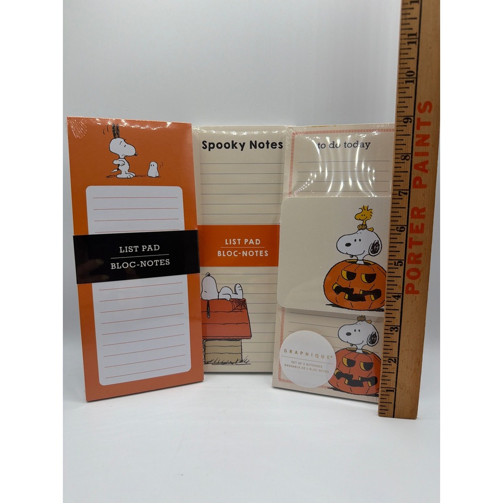 Peanuts Snoopy Halloween Notepad List Pad Lot of 3 Graphique 100 Sheets Each NWT